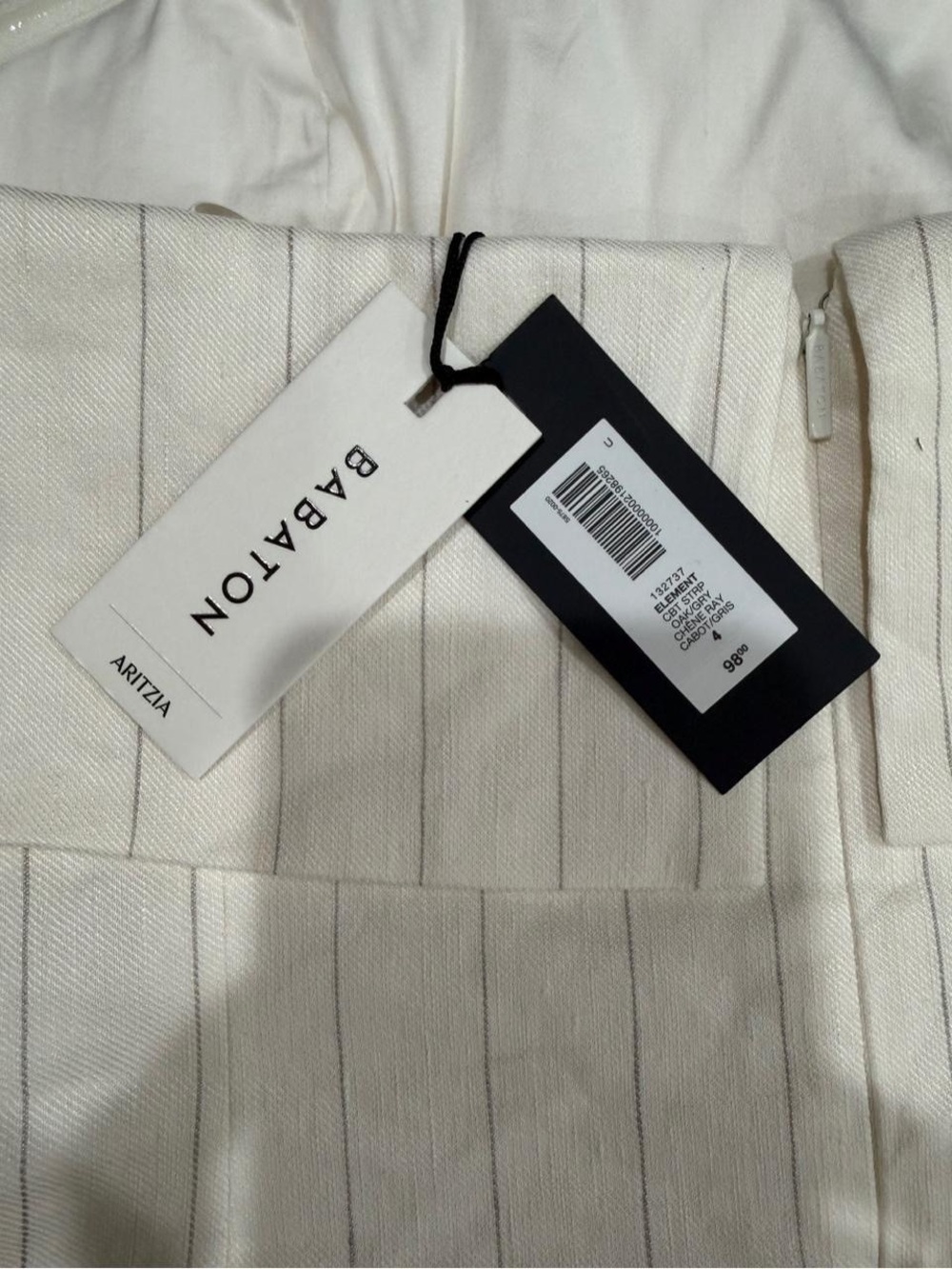 Aritzia Babaton Element Linen Tube Top in Cream with Grey Pinstripes. Size 4. - Picture 6 of 7